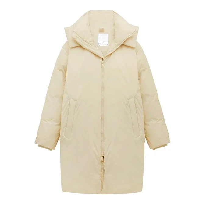 Оверсайз пуховик женский SHU бежевый